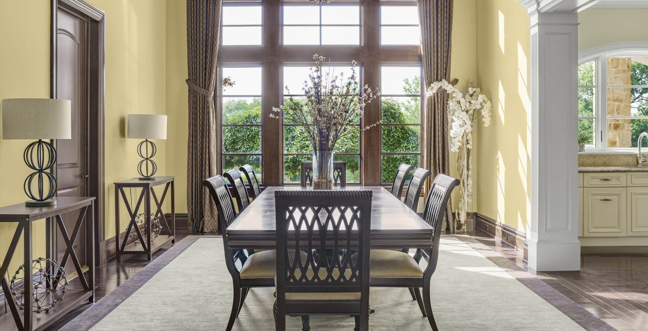 Breakfast room with soaring beamed ceilings at 1315 Canal Road, Princeton